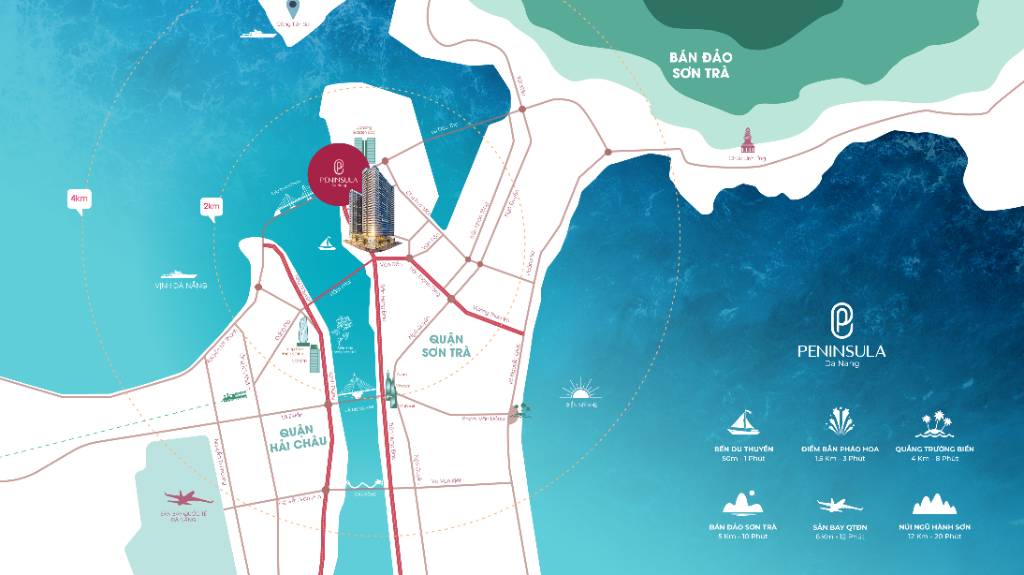 Bán căn hộ Peninsula Đà Nẵng, 2PN, sở hữu lâu dài, 4 mặt tiền, view sông Hàn, giá 3,x5 tỷ